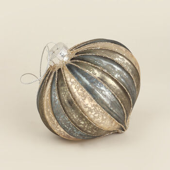 G Decor Glass Grey And Gold Mottled Christmas Baubles, 4 of 6