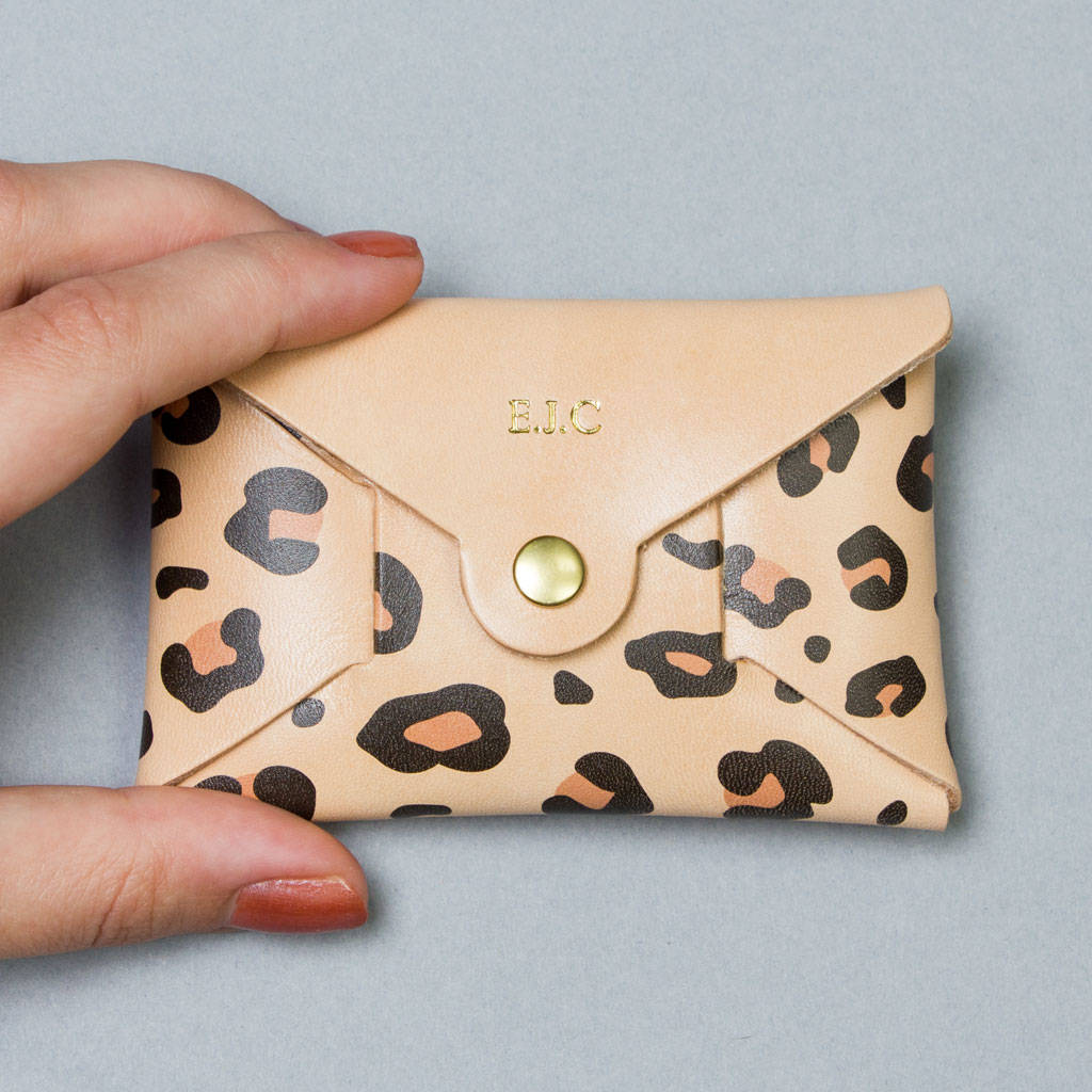 Personalised Leopard Print Leather Coin Purse Natural By Create T Love 8425