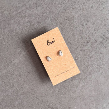 Boo! Halloween Sterling Silver Ghost Earrings, 5 of 9