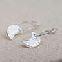 Sterling Silver Textured Moon Charm Hoops, thumbnail 2 of 4