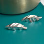 Handmade Textured Sterling Silver Leaf Earrings, thumbnail 4 of 9