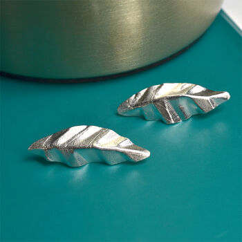 Handmade Textured Sterling Silver Leaf Earrings, 4 of 9