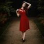 Florance Dress In Lisptick Red Vintage 1940s Style, thumbnail 2 of 2