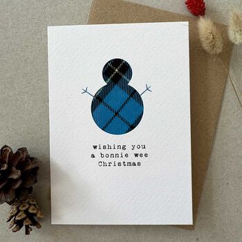 Scottish Tartan Snowman Christmas Card, 2 of 3