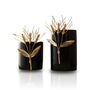 Handmade Black Marble Vases With Brass Wheat Detail – Set Of Two, thumbnail 2 of 2