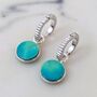 Circle Turquoise December Birthstone Earrings, Silver, thumbnail 1 of 5