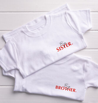 New Baby Announcement Family And Sibling Shirt Set, 3 of 4