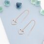 Open Heart Threader Earrings In Sterling Silver, thumbnail 6 of 10