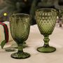 Green Embossed Luxury Wine Glasses, thumbnail 2 of 4