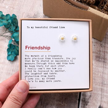 Friendship Poem Daisy Earrings, 2 of 4