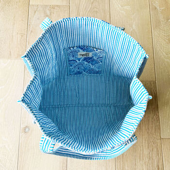 Blue Shell Quilted Beach Bag Shopper, 3 of 5