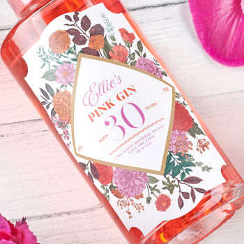 Personalised Floral Gin Birthday Bottle Labels, 2 of 3