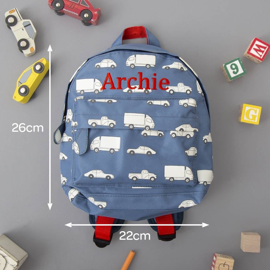 Personalised Car Print Mini Backpack By My 1st Years