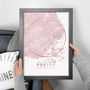 Pink And Gold Personalised Map Of The Stars Print, thumbnail 2 of 6