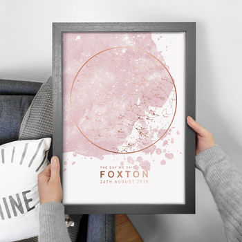Pink And Gold Personalised Map Of The Stars Print, 2 of 6