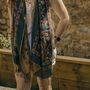 Deep Teal Vintage Paisley Tassel Pashmina Scarf, thumbnail 2 of 2