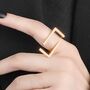 Minimalist Modern Gold Plated Open Rectangle Ring, thumbnail 2 of 5