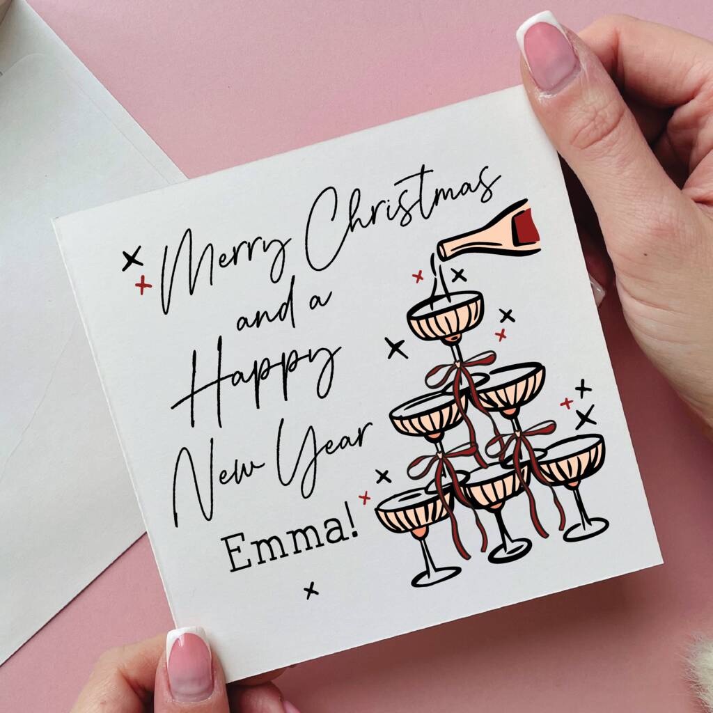 Champagne Tower Personalised Christmas Card