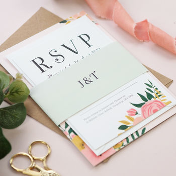 Jessica Blush Floral Wedding Invitations, 3 of 3