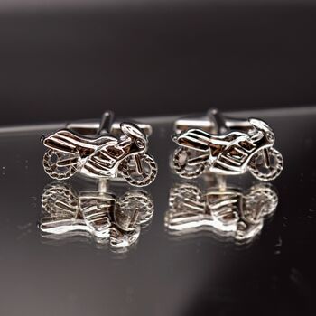 Motorbike Silver Cufflinks Gift Rider, 2 of 5