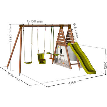 Camelia Wooden Swing Set With Slide, 5 of 12