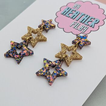 Glitzy Triple Star Resin Earrings, 2 of 12