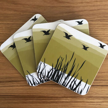 A Modern Gold Design Of Bird Coasters With Card, 2 of 3