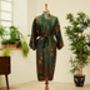 Emerald Silk Blend Kimono Dressing Gown, thumbnail 6 of 6