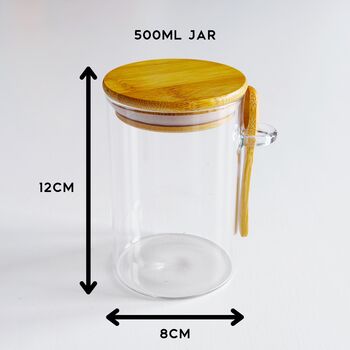 Glass Jar With Bamboo Lid And Spoon, 3 of 12