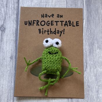 Frog Unforgettable Crochet Birthday Card Handmade, 7 of 12