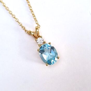 Blue Topaz Necklace In Sterling Silver And Gold Vermeil, 5 of 9