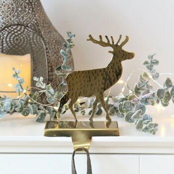 Hammered Metal Reindeer Stocking Holder, 3 of 5