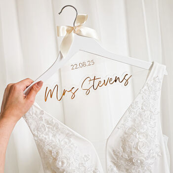 Luxury Personalised Bridal Hanger With Name And Date, 4 of 8