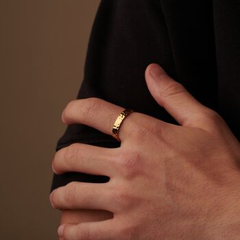Gold Engraved 6 Mm Hammered Band Ring, 4 of 11