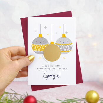 Personalised Christmas Baubles Scratch Card, 3 of 9
