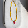 Yellow Bead Pink Heart Necklace, thumbnail 1 of 4