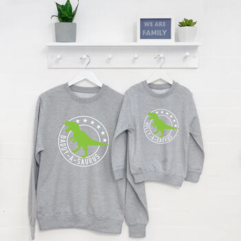 Personalised Dinosaur Father And Child Sweatshirt Set, 3 of 3