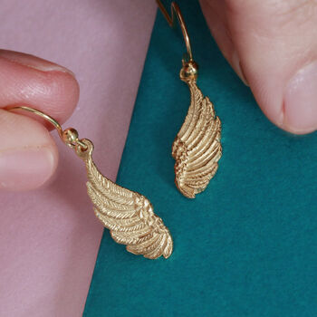 Angel Wing Hook Earrings In Silver Or 18k Gold Vermeil, 2 of 7