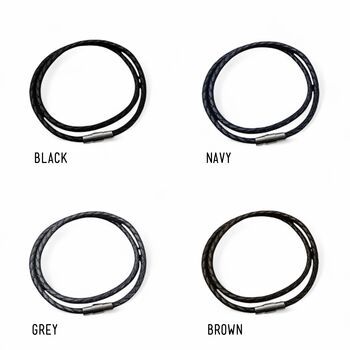 Men's Personalised Special Date Slim Woven Double Strand Leather Bracelet, 4 of 5
