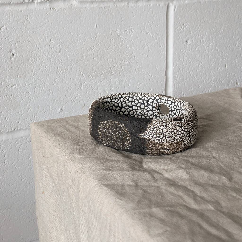 Black Clay Handmade Doughnut Vase By Rebecca Ridley Ceramics
