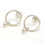 Silver Circle Stud Earrings With Dangling Silver Ball, thumbnail 3 of 5