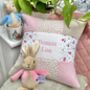 Ditsy Pink Patchwork Name Cushion, thumbnail 3 of 9