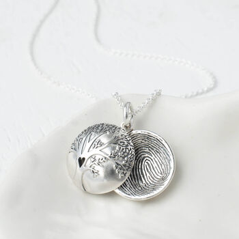 Silver Tree Of Life Fingerprint Locket Necklace, 2 of 8