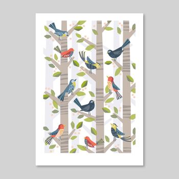 'Dawn Chorus' Birds A4 Print, 3 of 6