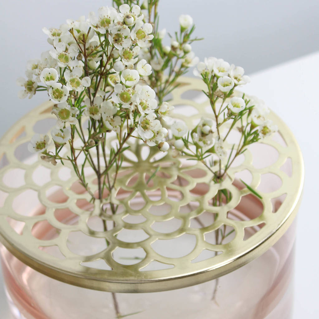 blush pink glass vase centrepiece by marquis & dawe