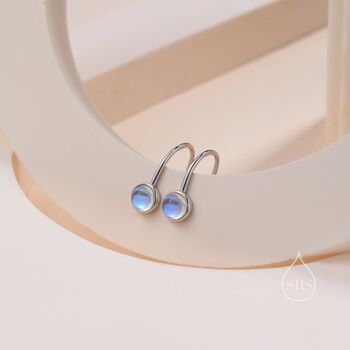 Sterling Silver Simulated Moonstone Drop Earrings, 7 of 12