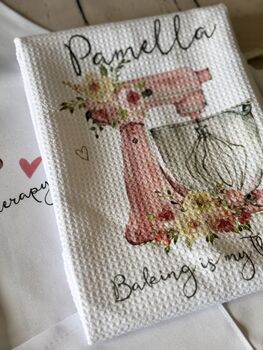 Personalised Baking Apron Gift, Custom Watercolor Apron, Tea Towel Or Recipe Book, 7 of 10
