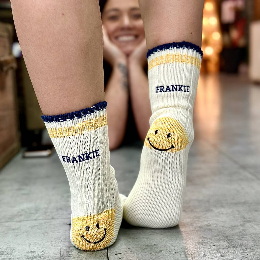 Happy Face Heel Sock By The Alphabet Gift Shop