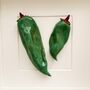 Hand Sculpted Ceramic Wall Art: Olive Green Peppers, thumbnail 5 of 5