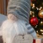 Personalised Christmas Gnome Striped Hat And Wooden Heart, thumbnail 2 of 5